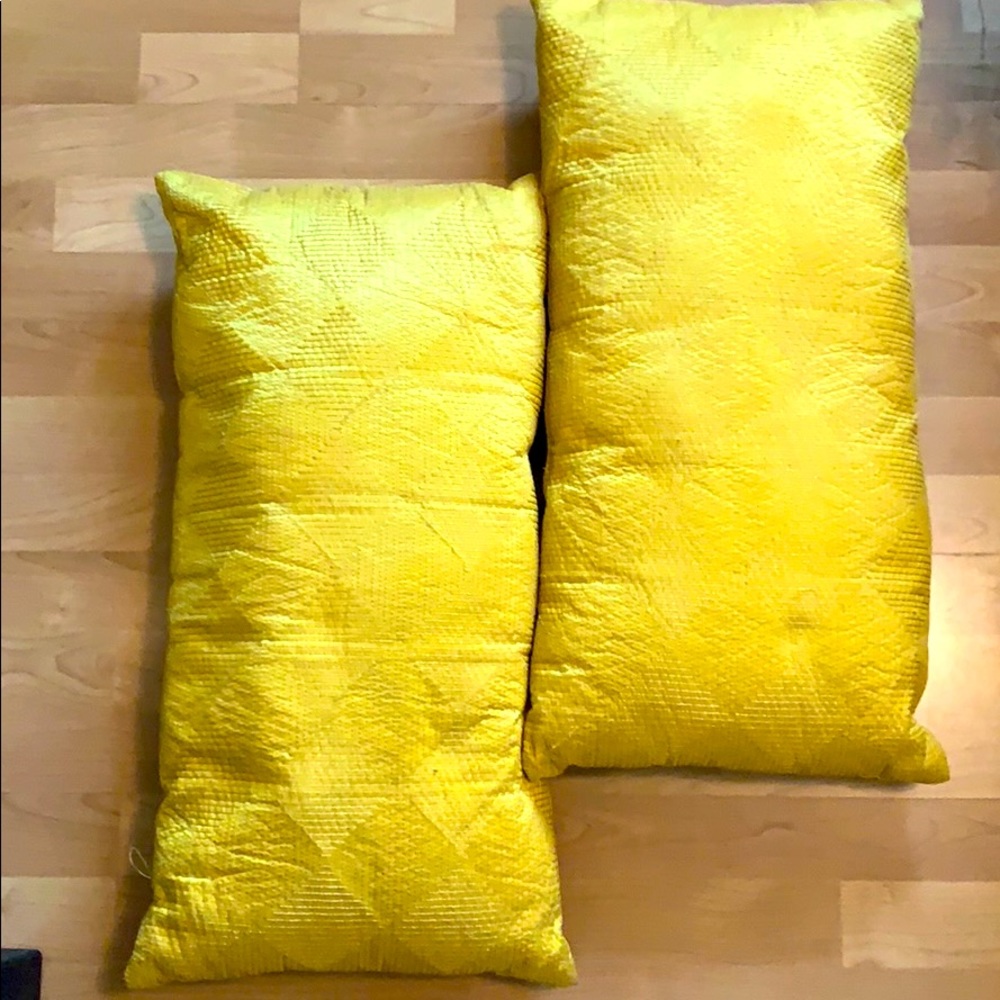 2 gold/mustard long accent pillows